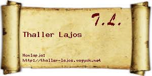 Thaller Lajos névjegykártya